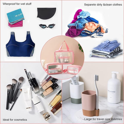 AM6921 Portable Transparent Cosmetic Travel Pouch Set Resistant Makeup Storage Bags