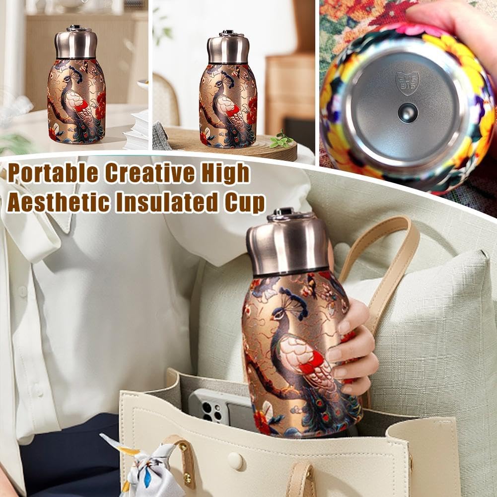 AM7803 COMPACT STAINLESS STEEL MINI BOTTLE WITH CARRYING RING FOR CONVENIENT ON THE GO HYDRATION - PRINTED