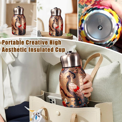 AM7803 COMPACT STAINLESS STEEL MINI BOTTLE WITH CARRYING RING FOR CONVENIENT ON THE GO HYDRATION - PRINTED