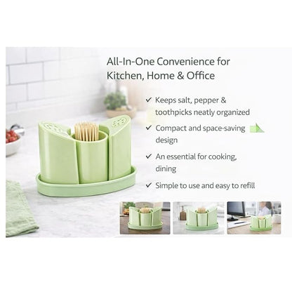 AM6859 3-in-1 Toothpick Holder with Salt & Pepper Shaker Set