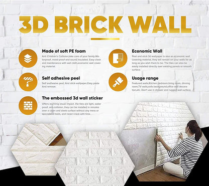 AM7805 3D White Brick Wallpaper 70x78cm