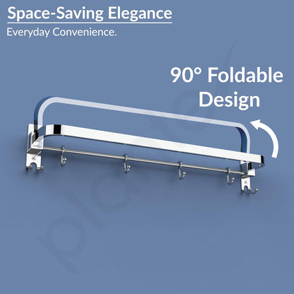 A06524 Stainless Steel Folding Towel Rack with Sliding Hooks (24 inch)