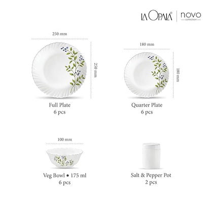 AM3962 La Opala, Novo Collection, Opal Glass Dinner Set 20 pcs