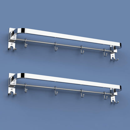 A06524 Stainless Steel Folding Towel Rack with Sliding Hooks (24 inch)