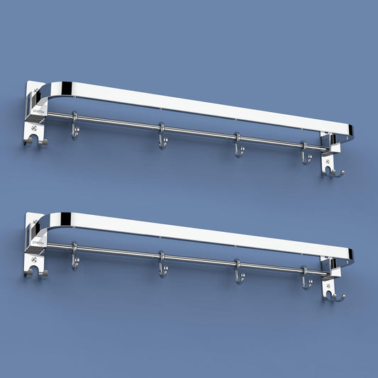 A06524 Stainless Steel Folding Towel Rack with Sliding Hooks (24 inch)
