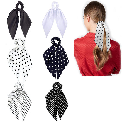 AM1040 Premium Polka Dots Hair Scarf Scrunchies, Elastic Hair Ties for Woman Girl 1 Pieces