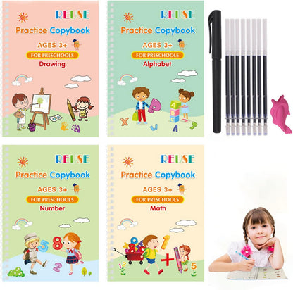 AM7493 Magic Practice Copybook (4 Books + 10 Refills + 1 Pen)