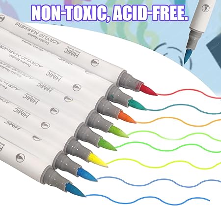 AM2454 Acrylic Marker Colors Acrylic Brush Head Paint Markers Water Based Paint Pen HMC-9129 48Pcs Multicolour