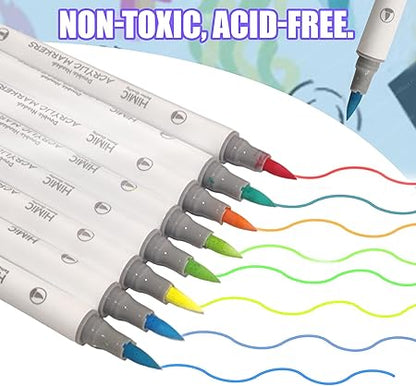 AM2454 Acrylic Marker Colors Acrylic Brush Head Paint Markers Water Based Paint Pen HMC-9129 48Pcs Multicolour