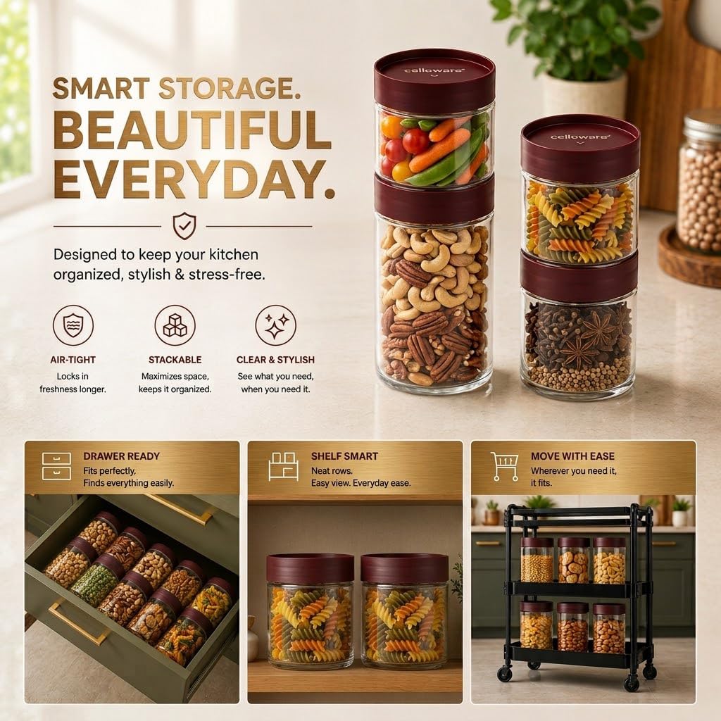 AM7010 CELLO Glassy Storage Jars For Kitchen 2000ml