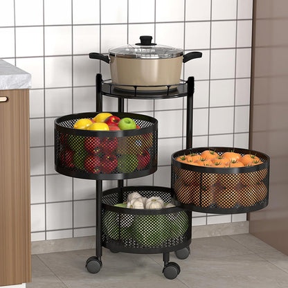 AM5319 3-Layer Round Multipurpose Storage Trolley with Wheels