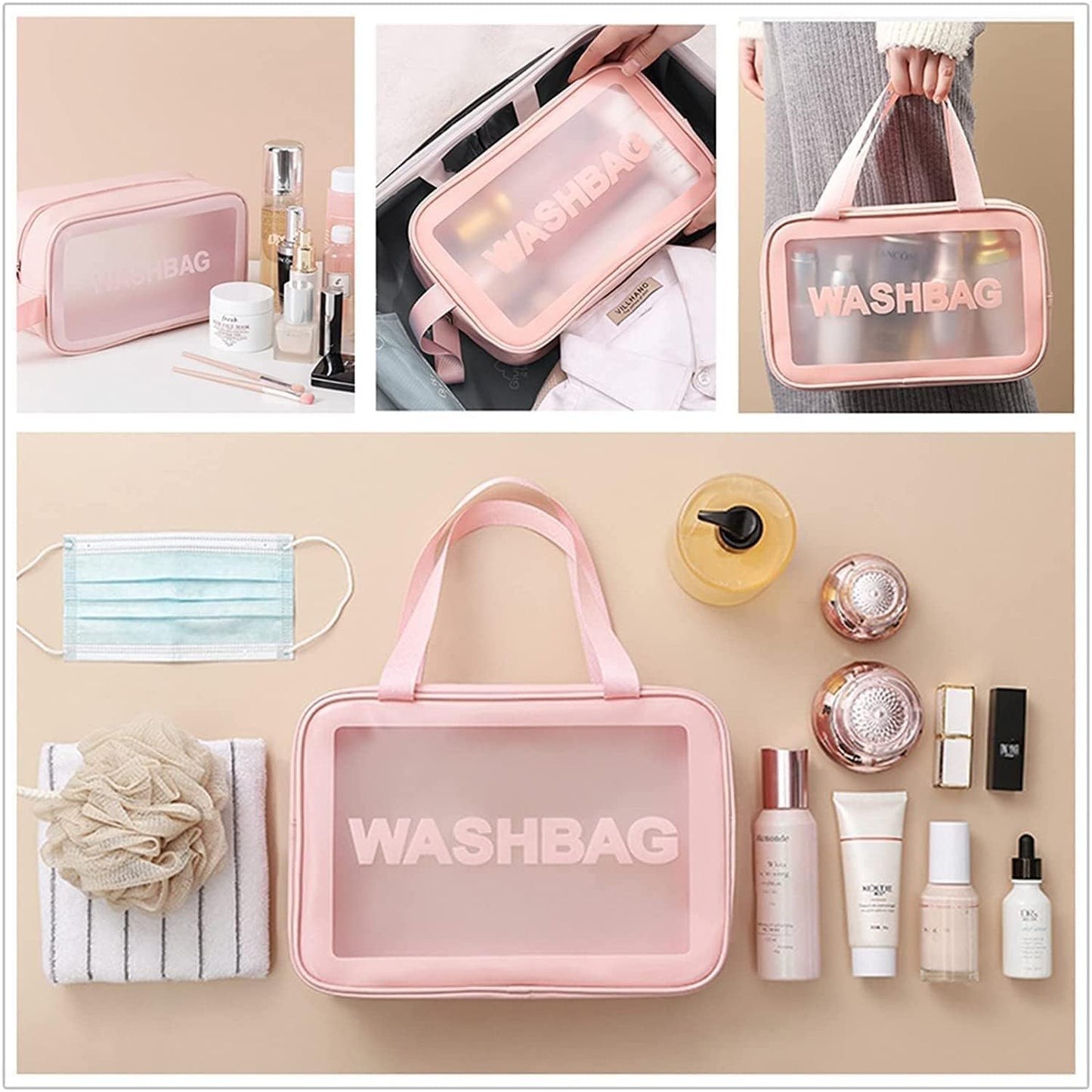 AM6921 Portable Transparent Cosmetic Travel Pouch Set Resistant Makeup Storage Bags