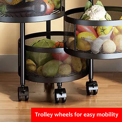 AM5319 3-Layer Round Multipurpose Storage Trolley with Wheels