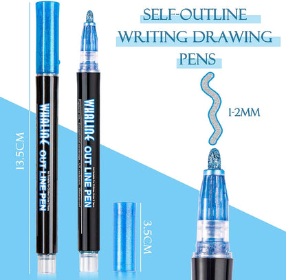 AM0423 Outline Drawing Metallic Markers (12 Colors)