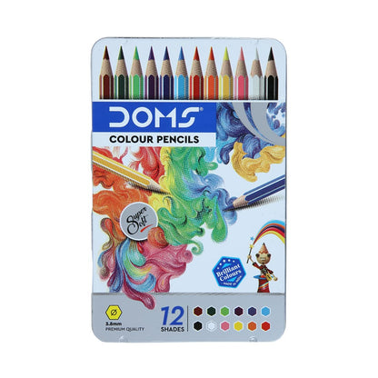 AM5038 Doms 12 Shades Super Soft Color Pencils Flat Tin Box , 7204