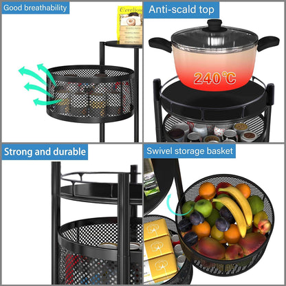 AM5320 4-Layer Round Multipurpose Storage Trolley with Wheels
