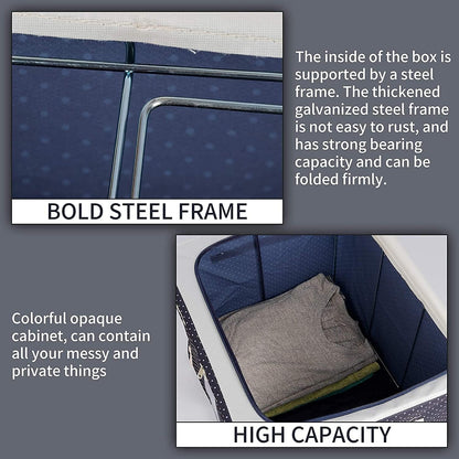 3890 Foldable 66L Cloth Storage Bags Organizer Container | Foldable Metal Frame Basket with Clear Window, Carry Handles & Sturdy Zipper for Closet