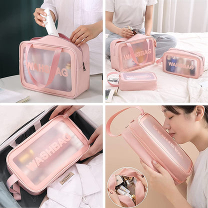 AM6921 Portable Transparent Cosmetic Travel Pouch Set Resistant Makeup Storage Bags