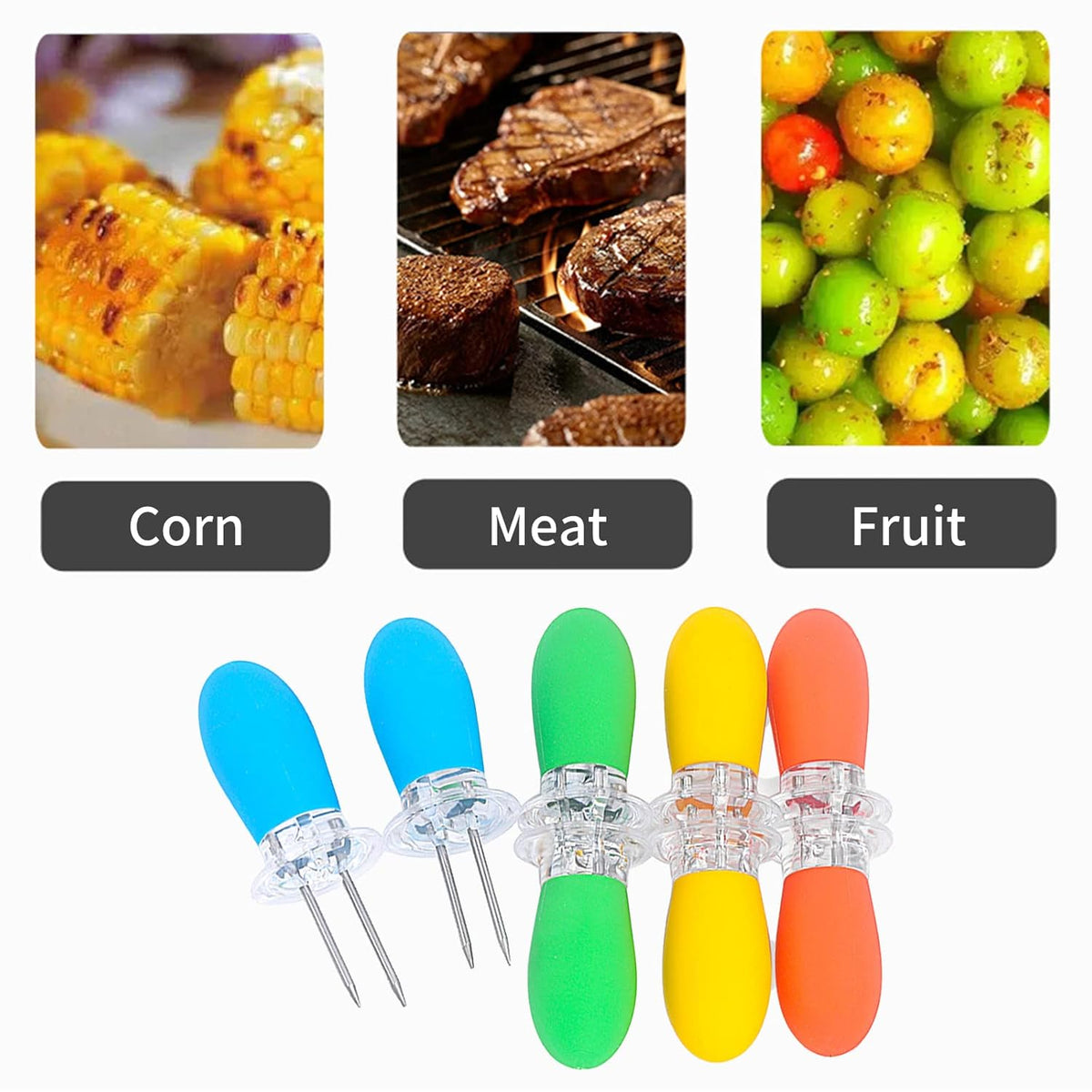 AM5590 Stainless Steel Corn Cob Holders Reusable 2pcs