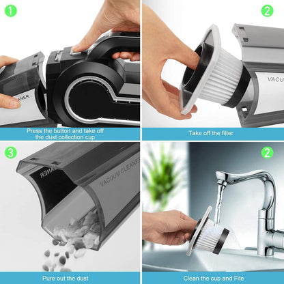 A06703 Car Vacuum Cleaner, 12V DC Portable Handheld Auto Vacuum with LED Light, Multiple Attachments for Car Interior