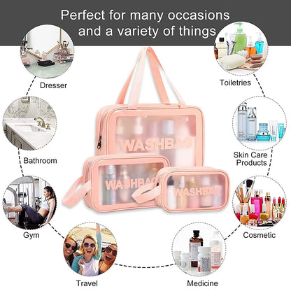 AM6921 Portable Transparent Cosmetic Travel Pouch Set Resistant Makeup Storage Bags
