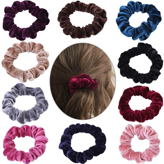 AM1038 2 Pcs Hair Ties Velvet Scrunchies, Elastic Flannelette Hair Bands Scrunchy Hair Ropes Women Hair Accessories