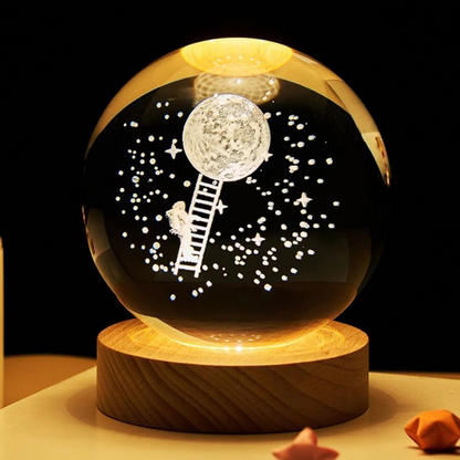 AM5592 3D Astronaut Climbing Moon Crystal Ball LED USB Night Light Lamp for Home Decoration