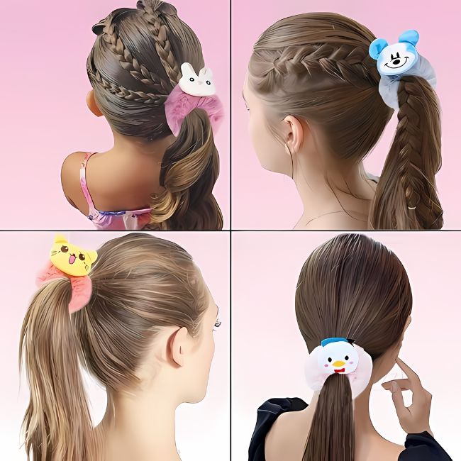 AM1029 Scrunchies Fancy Faux Fur Elastic Hair Bands - 1 Pcs