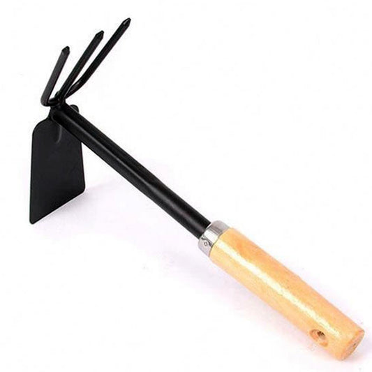 1578 2 in 1 Double Hoe Gardening Tool with Wooden Handle - DeoDap