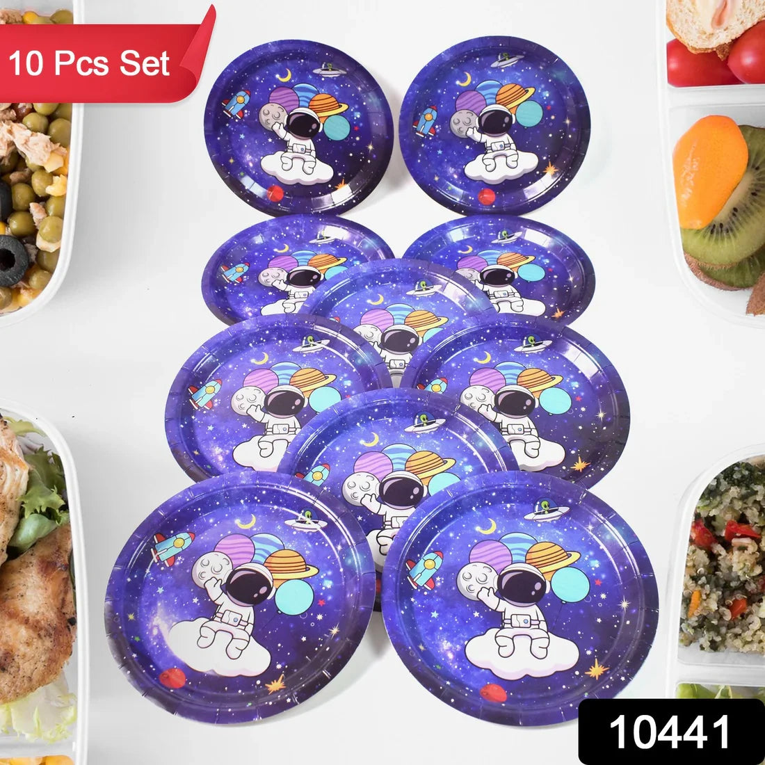 10441 Round Plates Disposable Paper Plates Happy Birthday, Gift (10 Pcs Set / Mix Design)