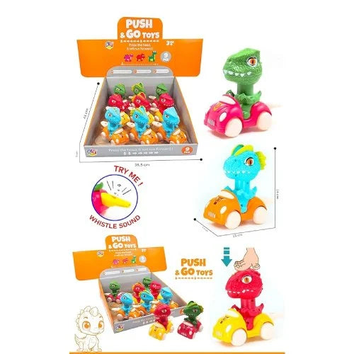 A06482 Press & Go Dinosaur Toy Cars with Whistle Sound