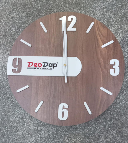 AM0800 Wooden Round Shape Wall Clock Plain brown colour design-11.5x11.5