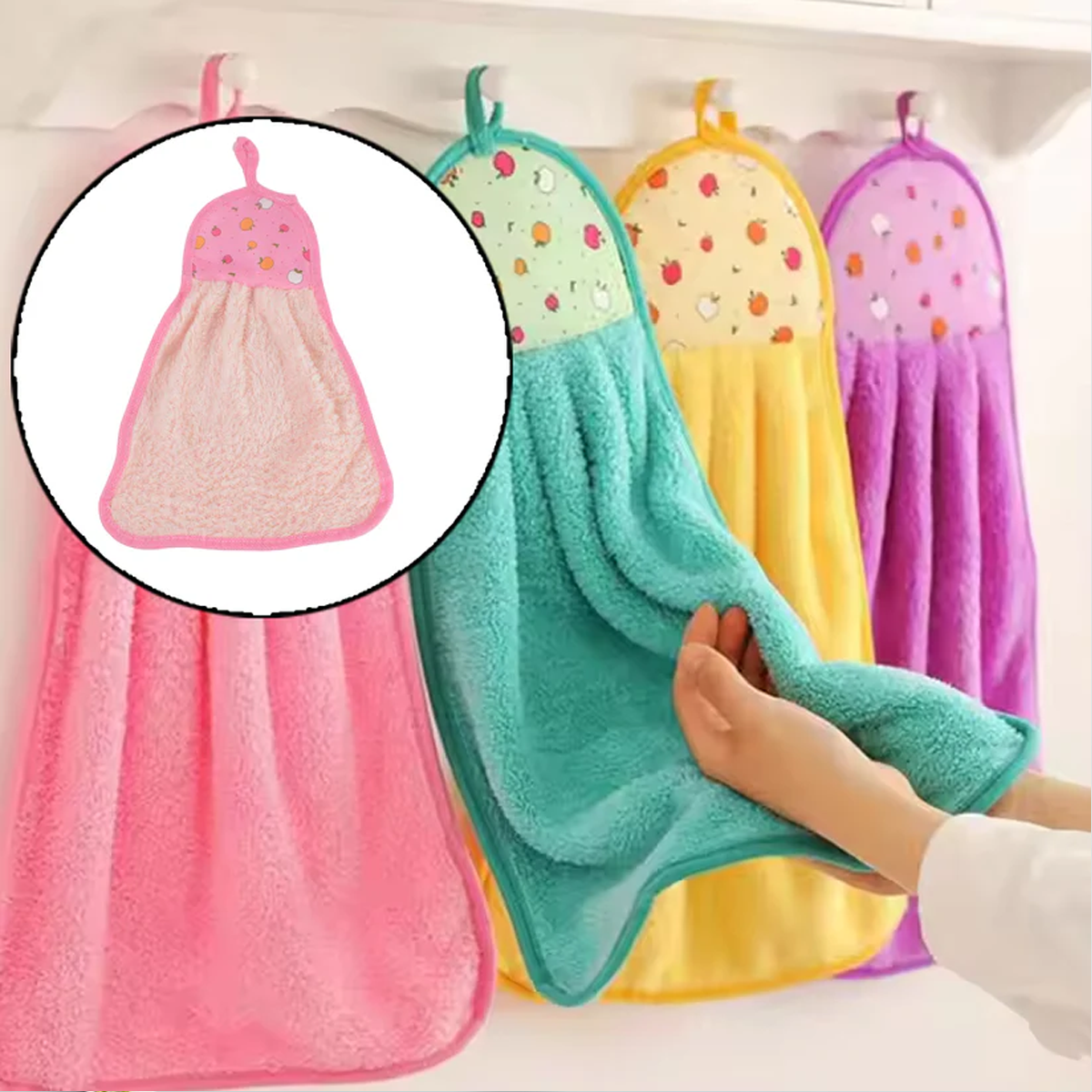 5040 Microfiber Wash Basin Hanging Hand Kitchen Towel Napkin with Loop