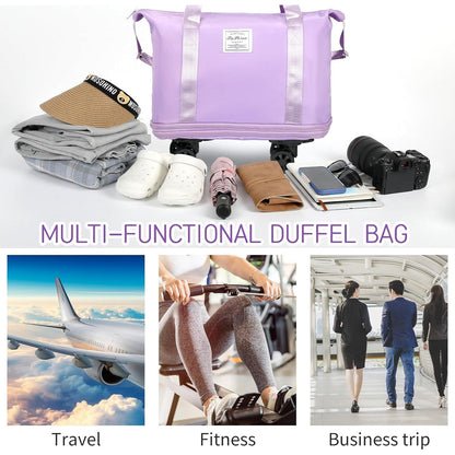 AM5643 Duffle Trolley Bag with Wheels, Expandable Foldable Luggage Bag for Travel (Multicolour)