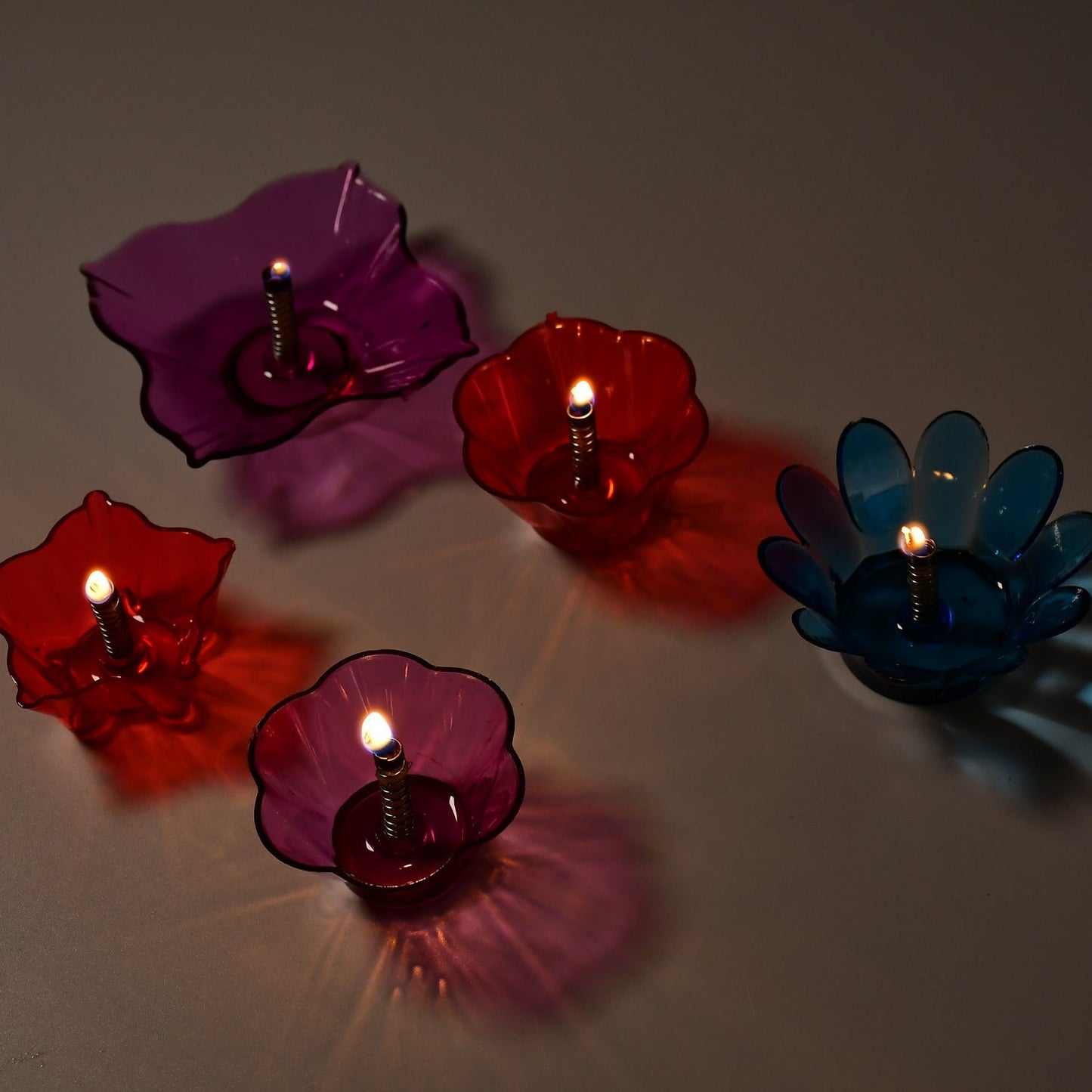 6320 Magical Reflection Diya Set with 6 Attractive Design Cup (Set Of 12 Pieces)