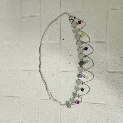 Di0046 Oxidized Silver Dangler Kamarbandh with Colorful Beads and Cowrie Shells (Multidesign)