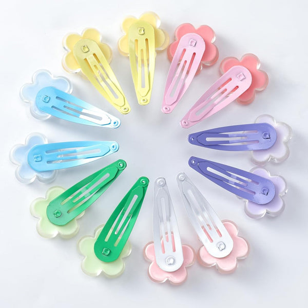 AM5003 Snap Flower Hair Clips for women and Girls (Random Colour)