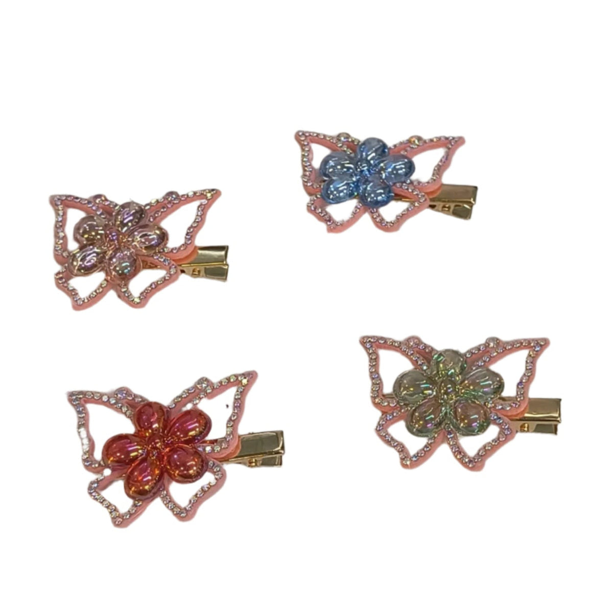 AM5428 Butterfly Hair clips with Flower and Butterfly Design 1pc