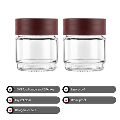 AM0654 CELLO Modustack Glassy Storage Jar | Glass Jar with Lid | Air Tight Steel Lid and Stackable | For Storage of Food, Pulses, Spice, Cereals, Cookies, Dry Food | 500ml, Maroon