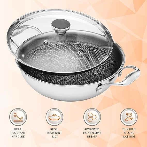 AM3934 PNB Kitchenmate Triply Karahi With Glass Lid 26cm