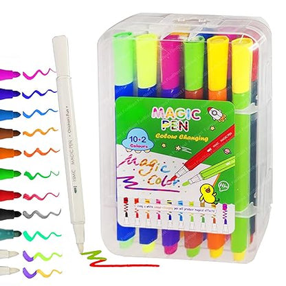 TM0272 Magic Colors Pen Changing Sketch Pens  Colouring Kit Art Markers HMC-9109 12Pcs Multicolour