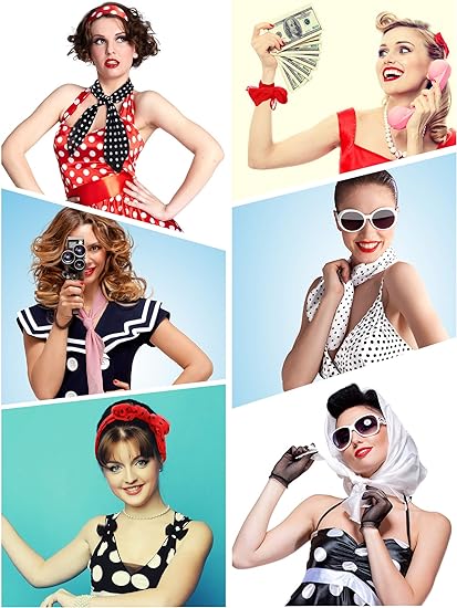 AM1040 Premium Polka Dots Hair Scarf Scrunchies, Elastic Hair Ties for Woman Girl 1 Pieces