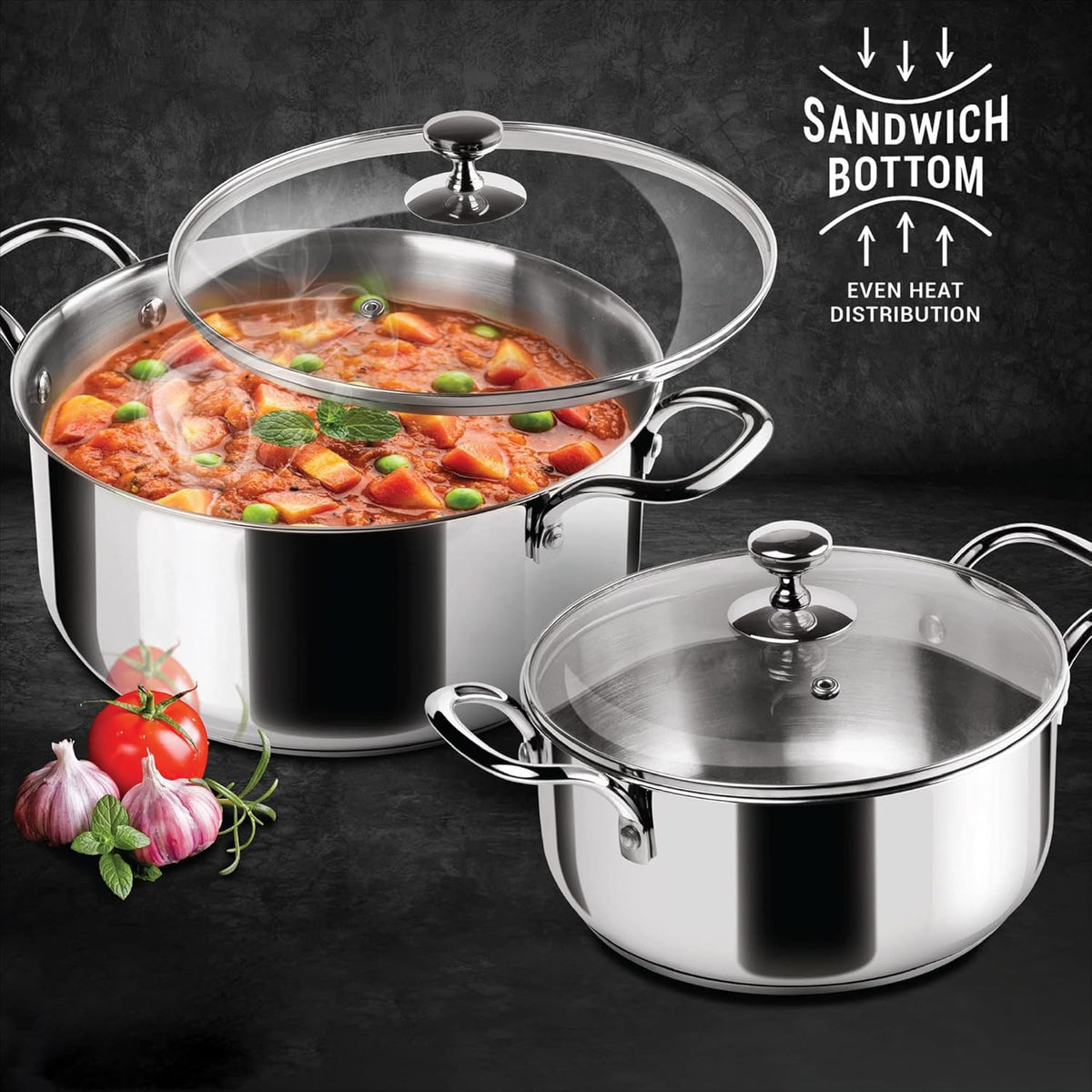 AM3913 PNB Kitchenmate Triply Cookpot with Glass Lid 24Cm