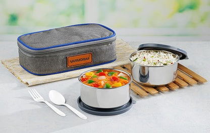 AM6789 Delight Office Lunch Box for Men and Women, 2 Steel Containers, 300ml Each