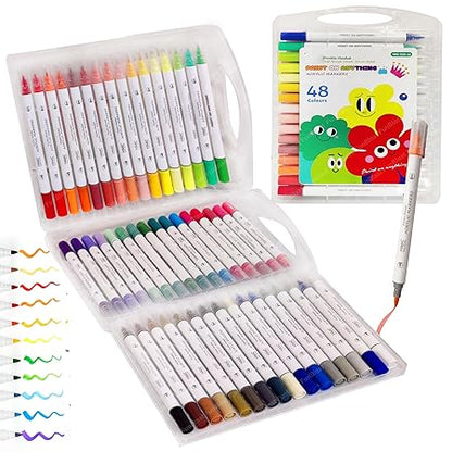 AM2454 Acrylic Marker Colors Acrylic Brush Head Paint Markers Water Based Paint Pen HMC-9129 48Pcs Multicolour