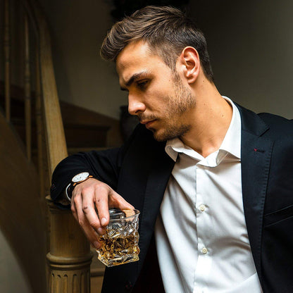 AM3750 Diamond Crystal Cut Whiskey Glasses Set of 6 Pcs