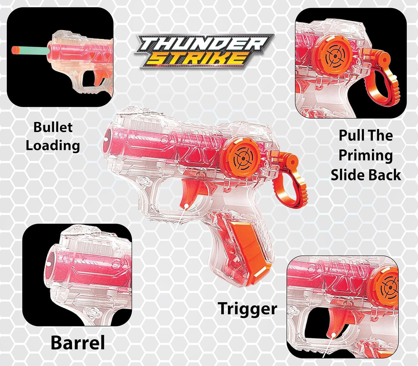 A06490 Thunder Strike Target Small Gun - Soft Foam Dart Toy Model Gun with 6 Darts