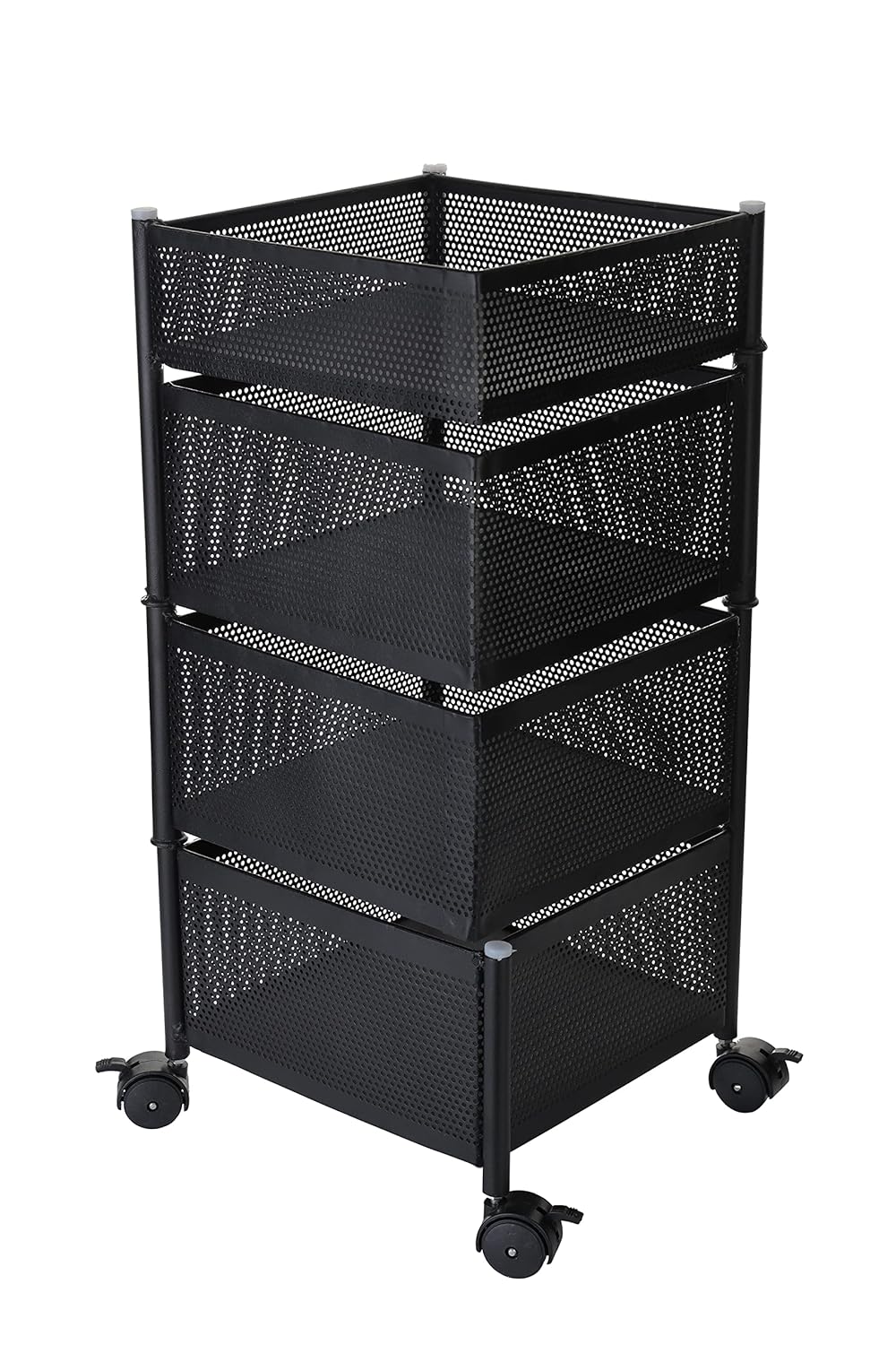 3683 Metal 4 Layer Kitchen Rotating Trolley For Kitchen