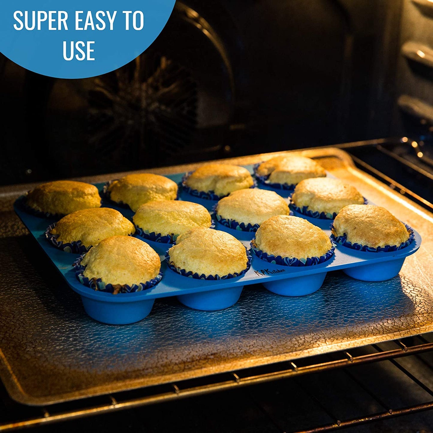 3316 Silicone Cupcake Muffin Mould Microwave Safe Nonstick 12 Cups Muffin Pan Chocolate Baking Tray for House and Bakery  25.6x19.1 inch (Multicolor)