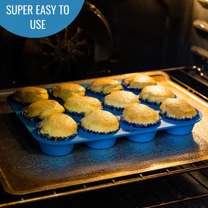 3316 Silicone Cupcake Muffin Mould Microwave Safe Nonstick 12 Cups Muffin Pan Chocolate Baking Tray for House and Bakery  25.6x19.1 inch (Multicolor)